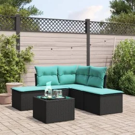 Set de sofás de jardín 6 piezas y cojines ratán sintético negro by , Garden sets - Ref: Foro24-3217726, Price: 314,36 €, Disc...