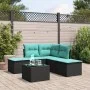Set de sofás de jardín 6 piezas y cojines ratán sintético negro by , Garden sets - Ref: Foro24-3217726, Price: 314,36 €, Disc...