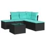 6-teiliges Gartensofa-Set und Kissen aus schwarzem Kunststoff-Rattan. von , Gartensets - Ref: Foro24-3217726, Preis: 314,36 €...