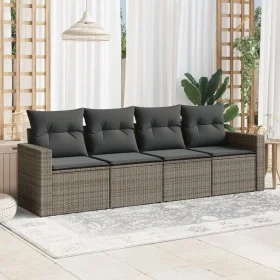 Set de sofás de jardín 4 pzas y cojines ratán sintético gris by , Modular outdoor sofas - Ref: Foro24-3251017, Price: 265,35 ...