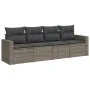 Gartensofagarnitur 4-teilig mit grauen Polstern aus synthetischem Rattan von , Modulare Sofas für den Außenbereich - Ref: For...