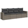 Set de sofás de jardín 4 pzas y cojines ratán sintético gris by , Modular outdoor sofas - Ref: Foro24-3251017, Price: 269,39 ...