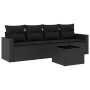 Gartenmöbel-Set, 5-teilig, mit schwarzen Polstern aus synthetischem Rattan. von , Modulare Sofas für den Außenbereich - Ref: ...
