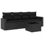 Set de muebles de jardín 5 pzas y cojines ratán sintético negro de , Sofás modulares de exterior - Ref: Foro24-3251022, Preci...