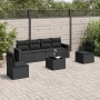 Garten-Essgruppe 7-teilig mit schwarzen Polstern aus synthetischem Rattan von , Modulare Sofas für den Außenbereich - Ref: Fo...