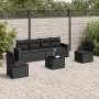 Garten-Essgruppe 7-teilig mit schwarzen Polstern aus synthetischem Rattan von , Modulare Sofas für den Außenbereich - Ref: Fo...