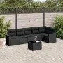 Garten-Essgruppe 7-teilig mit schwarzen Polstern aus synthetischem Rattan von , Modulare Sofas für den Außenbereich - Ref: Fo...