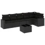Garten-Essgruppe 7-teilig mit schwarzen Polstern aus synthetischem Rattan von , Modulare Sofas für den Außenbereich - Ref: Fo...