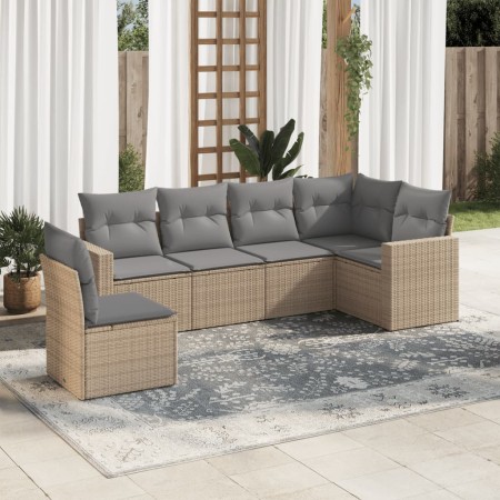 Gartensofa-Set mit 6-teiligen Kissen aus synthetischem Rattan in Beige. von , Modulare Sofas für den Außenbereich - Ref: Foro...