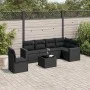 Garten-Essgruppe 7-teilig mit schwarzen Polstern aus synthetischem Rattan von , Modulare Sofas für den Außenbereich - Ref: Fo...
