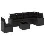 Garten-Essgruppe 7-teilig mit schwarzen Polstern aus synthetischem Rattan von , Modulare Sofas für den Außenbereich - Ref: Fo...