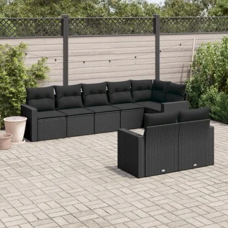 8-teiliges Gartensofa-Set und Kissen aus schwarzem Kunststoff-Rattan. von , Modulare Sofas für den Außenbereich - Ref: Foro24...