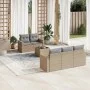 Gartensofa-Set mit 6-teiligen Kissen aus synthetischem Rattan in Beige. von , Modulare Sofas für den Außenbereich - Ref: Foro...