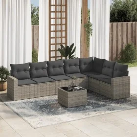 Gartensofagarnitur 8-teilig mit grauen Polstern aus synthetischem Rattan von , Gartensets - Ref: Foro24-3219050, Preis: 472,3...