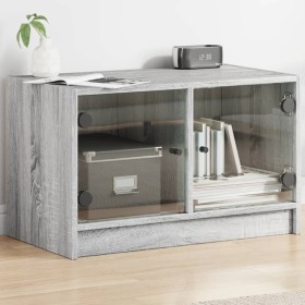 Mueble de TV con puertas de vidrio gris Sonoma 68x37x42 cm