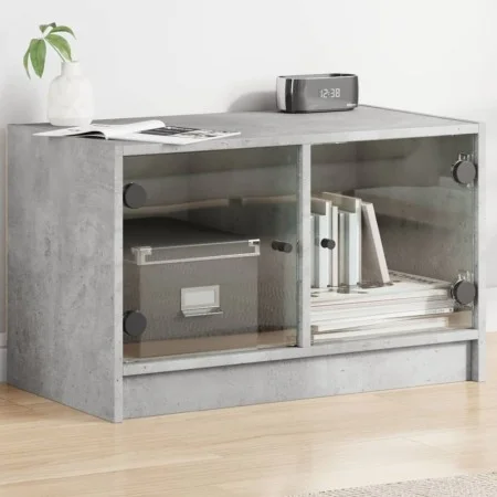 Mueble de TV con puertas de vidrio gris hormigón 68x37x42 cm de , Muebles TV - Ref: Foro24-836360, Precio: 38,01 €, Descuento: %