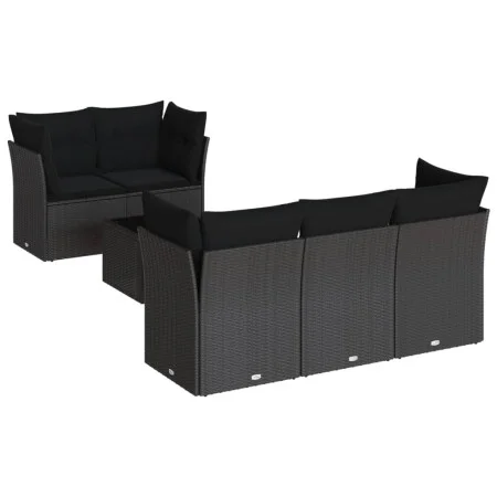 Set de sofás de jardín 6 piezas y cojines ratán sintético negro de , Conjuntos de jardín - Ref: Foro24-3249084, Precio: 419,3...