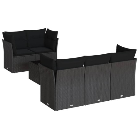Set de sofás de jardín 6 piezas y cojines ratán sintético negro by , Garden sets - Ref: Foro24-3249084, Price: 428,32 €, Disc...