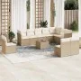 Gartensofa-Set 11-teilig mit beigen Polstern aus synthetischem Rattan von , Gartensets - Ref: Foro24-3217808, Preis: 691,96 €...
