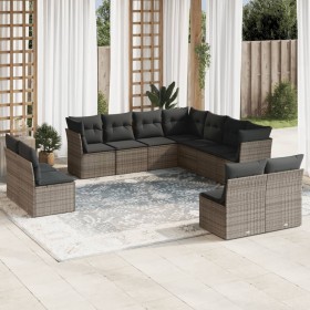 Gartensofagarnitur 11-teilig mit grauen Kissen aus synthetischem Rattan. von , Gartensets - Ref: Foro24-3217820, Preis: 630,4...