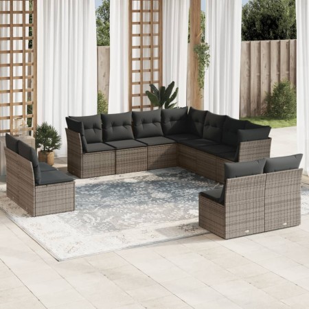 Set de sofás de jardín 11 pzas y cojines ratán sintético gris by , Garden sets - Ref: Foro24-3217820, Price: 630,47 €, Discou...