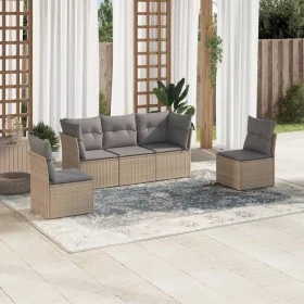 Juego de sofás jardín con cojines 5 pzas ratán sintético beige by , Garden sets - Ref: Foro24-3249188, Price: 307,42 €, Disco...
