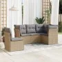 Juego de sofás jardín con cojines 5 pzas ratán sintético beige by , Garden sets - Ref: Foro24-3249478, Price: 344,55 €, Disco...