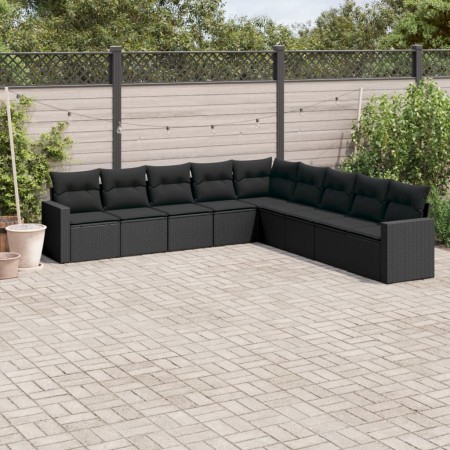 Set de sofás de jardín 8 piezas y cojines ratán sintético negro by , Modular outdoor sofas - Ref: Foro24-3251422, Price: 573,...