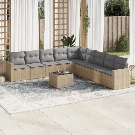 Gartensofa-Set mit 10-teiligen beigen Kissen aus synthetischem Rattan. von , Modulare Sofas für den Außenbereich - Ref: Foro2...