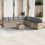 Gartensofa-Set mit 10-teiligen beigen Kissen aus synthetischem Rattan. von , Modulare Sofas für den Außenbereich - Ref: Foro2...