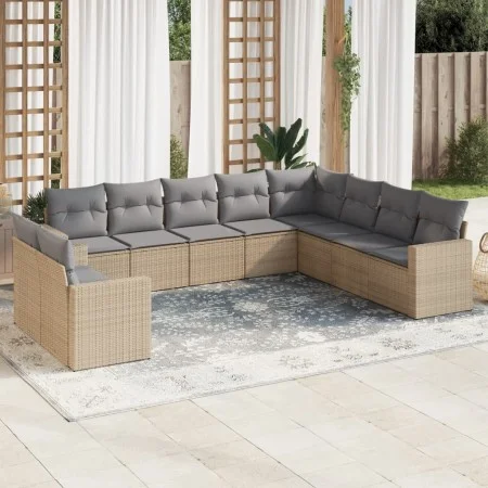Juego de sofás jardín con cojines beige 10 pzas ratán sintético by , Modular outdoor sofas - Ref: Foro24-3251506, Price: 726,...