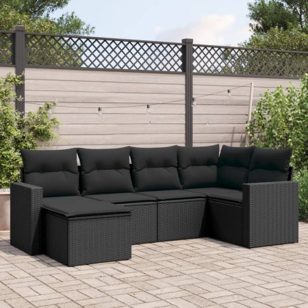 Set de sofás de jardín 6 piezas y cojines ratán sintético negro by , Modular outdoor sofas - Ref: Foro24-3251592, Price: 414,...