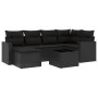 Garten-Essgruppe 7-teilig mit schwarzen Polstern aus synthetischem Rattan von , Modulare Sofas für den Außenbereich - Ref: Fo...