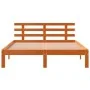 Estructura cama con cabecero madera pino marrón cera 135x190 cm de , Camas y somieres - Ref: Foro24-844269, Precio: 110,26 €,...
