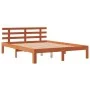 Bed frame with wax brown pine wood headboard 140x200 cm by , Beds and slatted bases - Ref: Foro24-844274, Price: 101,40 €, Di...