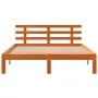 Bed frame with wax brown pine wood headboard 140x200 cm by , Beds and slatted bases - Ref: Foro24-844274, Price: 101,40 €, Di...