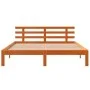 Bed frame with wax brown pine wood headboard 160x200 cm by , Beds and slatted bases - Ref: Foro24-844276, Price: 108,26 €, Di...