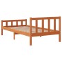 Bed frame with wax brown pine wood headboard 90x190 cm by , Beds and slatted bases - Ref: Foro24-844390, Price: 76,94 €, Disc...