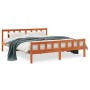 Bed frame with wax brown pine wood headboard 160x200 cm by , Beds and slatted bases - Ref: Foro24-844399, Price: 125,02 €, Di...