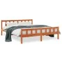 Bed frame with wax brown pine wood headboard 160x200 cm by , Beds and slatted bases - Ref: Foro24-844399, Price: 123,71 €, Di...