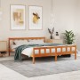 Estructura cama con cabecero madera pino marrón cera 160x200 cm