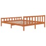 Bed frame with wax brown pine wood headboard 160x200 cm by , Beds and slatted bases - Ref: Foro24-844399, Price: 125,02 €, Di...