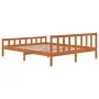 Bed frame with wax brown pine wood headboard 160x200 cm by , Beds and slatted bases - Ref: Foro24-844399, Price: 123,71 €, Di...