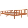 Estructura cama con cabecero madera pino marrón cera 160x200 cm