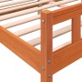 Estructura cama con cabecero madera pino marrón cera 160x200 cm