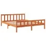 Bed frame with wax brown pine wood headboard 180x200 cm by , Beds and slatted bases - Ref: Foro24-844400, Price: 133,96 €, Di...