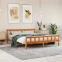 Bed frame with wax brown pine wood headboard 180x200 cm by , Beds and slatted bases - Ref: Foro24-844400, Price: 133,96 €, Di...