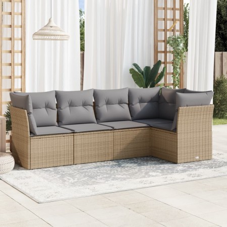 Juego de sofás jardín con cojines 5 pzas ratán sintético beige by , Garden sets - Ref: Foro24-3249438, Price: 350,17 €, Disco...