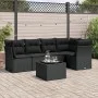 6-teiliges Gartensofa-Set und Kissen aus schwarzem Kunststoff-Rattan. von , Gartensets - Ref: Foro24-3249444, Preis: 395,85 €...