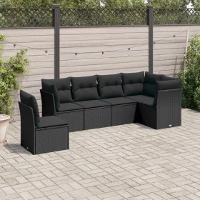 6-teiliges Gartensofa-Set und Kissen aus schwarzem Kunststoff-Rattan. von , Gartensets - Ref: Foro24-3249534, Preis: 385,26 €...